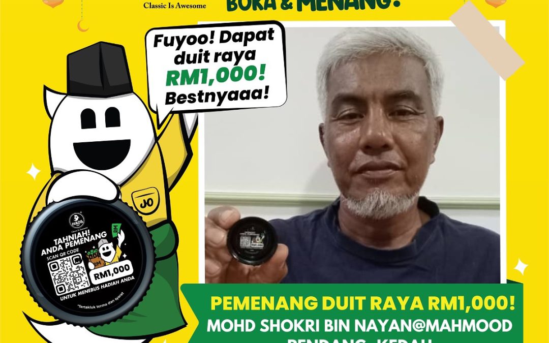 PEMENANG RM1,000 KEMPEN HAOS EK ? Sudah ada yang menang , korang jangan ragu-ragu ek! borong Haos ek? kasi clear untuk menggandakan peluang anda pula !